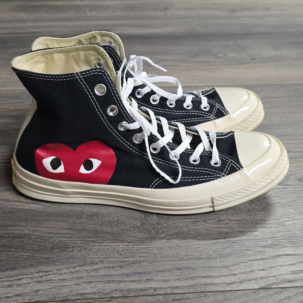 Converse X CDG All Star High Top Canvas Lace-Up Sneakers Red Heart Size 9